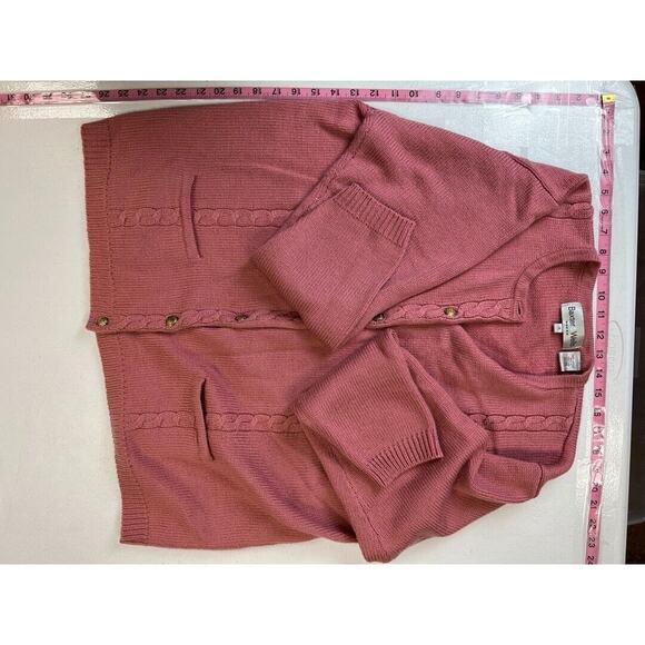 Baxter Wells Womens Pink Cable Knit Button Cardigan Sweater With Pockets 1X - Picture 6 of 6